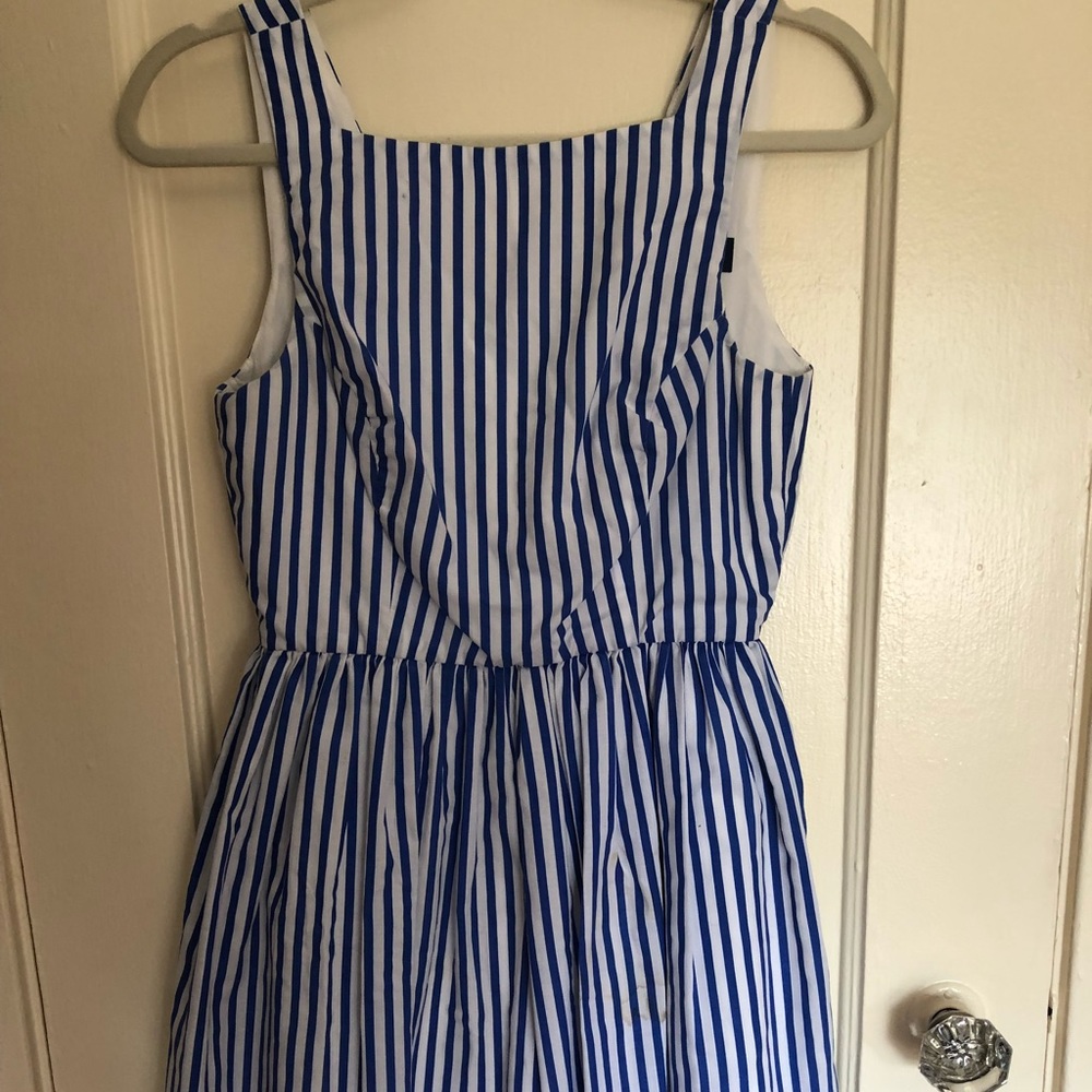 American Apparel High Neckline Blue Striped Dress